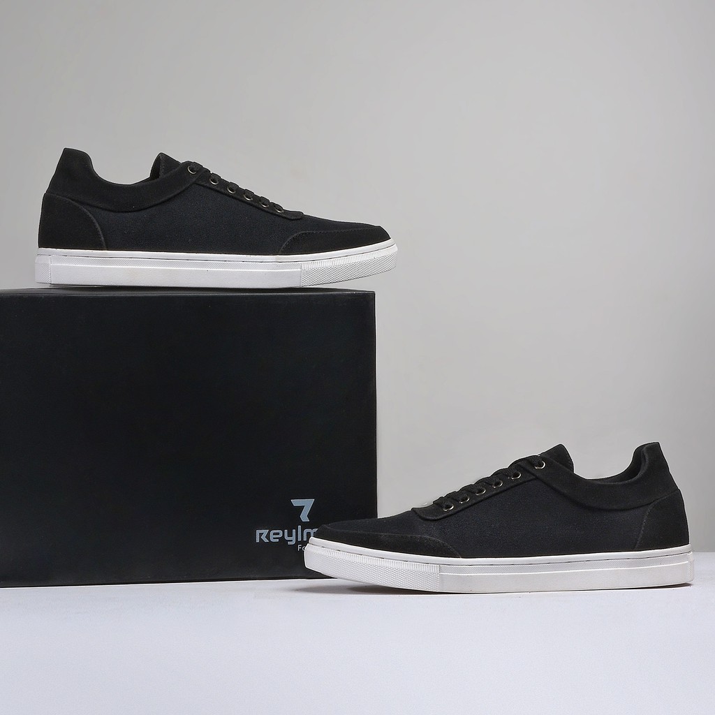 Clev Black | Sepatu Hitam Casual Sneakers Kasual Polos Original Pria Cowok Footwear | Reyl x FORIND