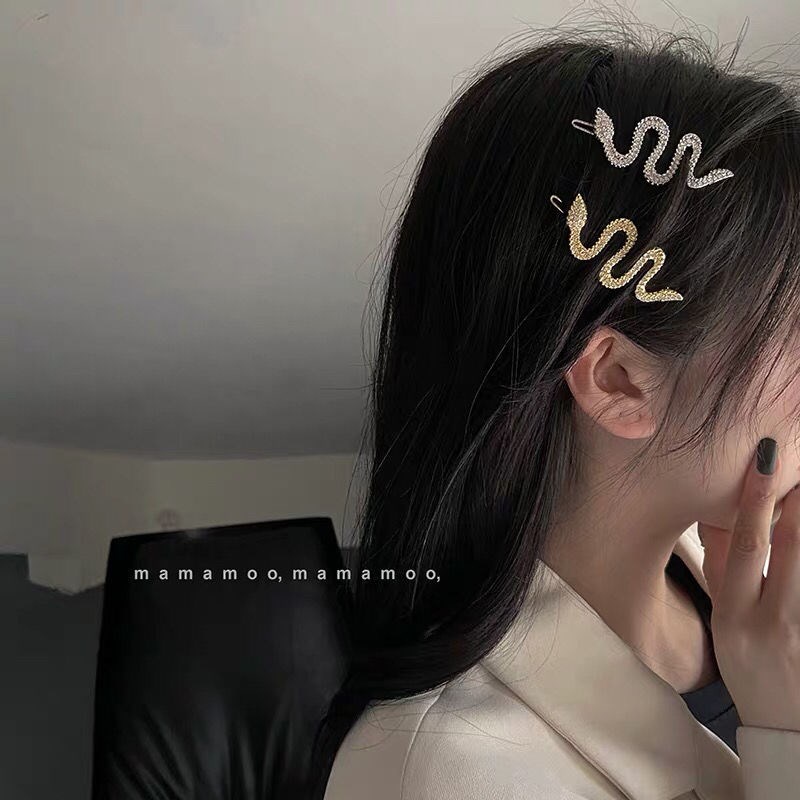 Jepit Rambut Ular Berlian Berkilau lady's Keren Gaya hip hop Korea Poni Klip