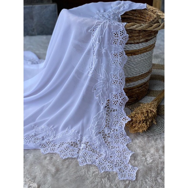 Kain Kebaya Bordir Spesial Putih/ Kain Kebaya Bali Bordir Bagus Murah