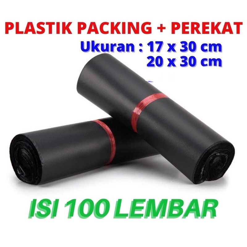 KANTONG plastik packing online shop + lem polymailer premium termurah 17x30 dan 20x30 isi 100 model amplop