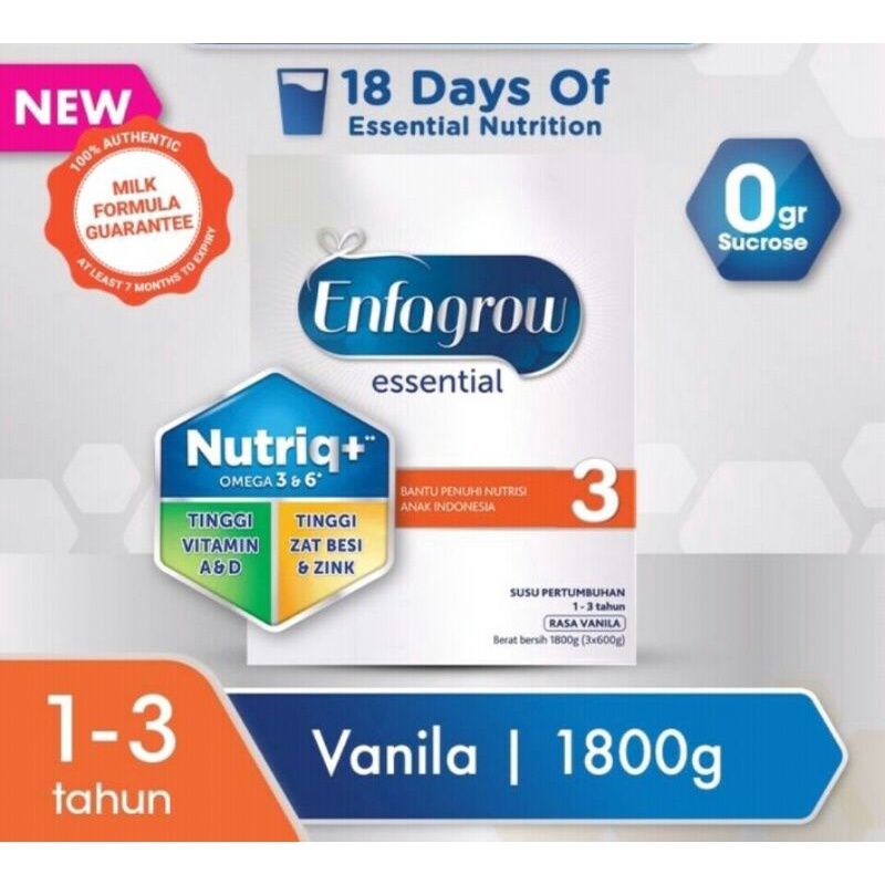 

enfagrow essential 3 vanila 400 800 1800 gr