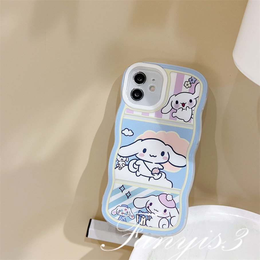 Redmi 12C A1 10C 10A 10 9 9A 9C 9T Note 11 Pro+ 11s 11 10s 10 9s 9 8 Pro Xiaomi Poco X4Pro X3 Pro X3NFC M4 F3 Mi 11 Lite 10TPro Cute White Rabbit Wavy Edge Phone Case TPU Soft Cover