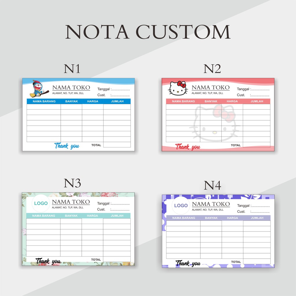 

NOTA CUSTOM (SATU BUKU ISI 100) 1 PLY TANPA RANGKAP