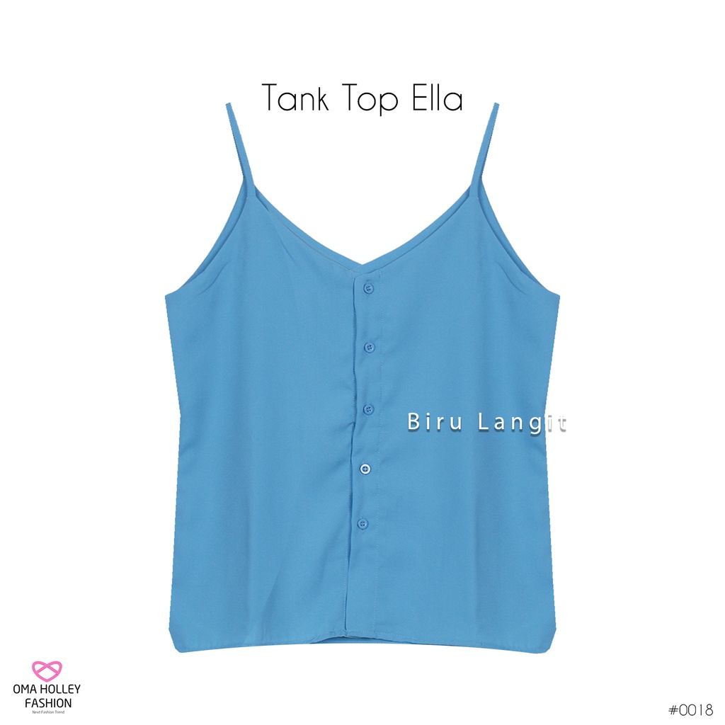 (COD) OH Fashion Basic Tank top Ella kancing premium quality korea #0018-Biru