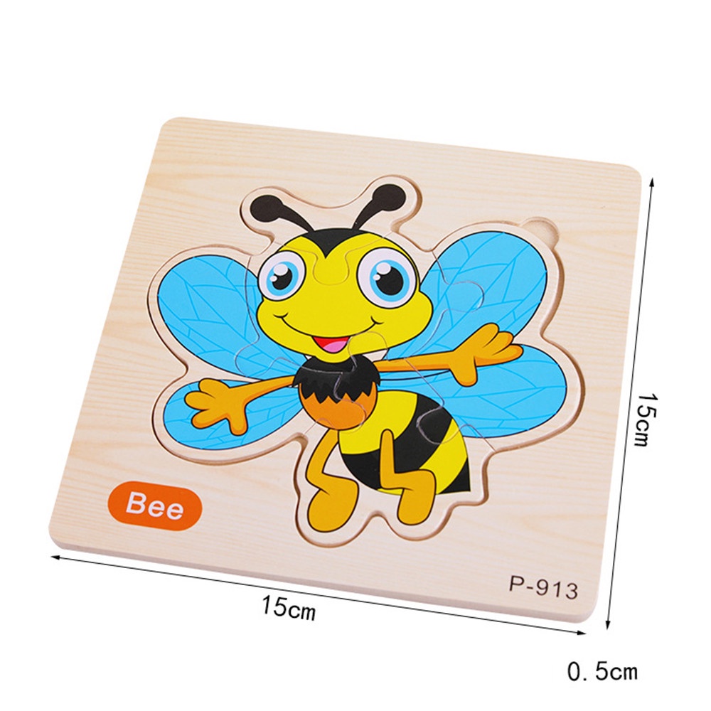 Ivorybaby Jigsaw mainan edukasi anak hewan kartun puzzle kayu bayi