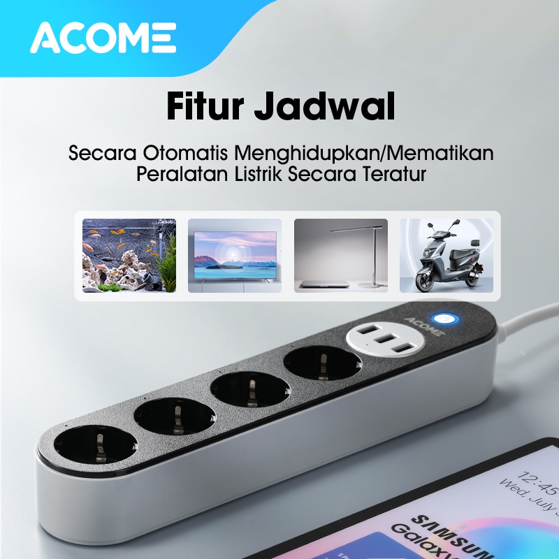 ACOME Smart Power Strip Stop Kontak Colokan Kabel WiFi Garansi Resmi 1 Tahun APS01