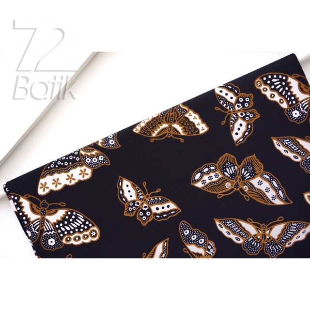 KAIN BATIK PREMIUM Bahan Katun Motif Kupu Kupu Warna Hitam Item Black Coklat Choklat 721271 Cap 72 Jarik Jarit Samping Kebat Panjang Batik Katun Modern Premium Bahan Seragam Batik Pernikahan Kantor Keluarga Murah Kamen Jadi Batik Bali Lembaran