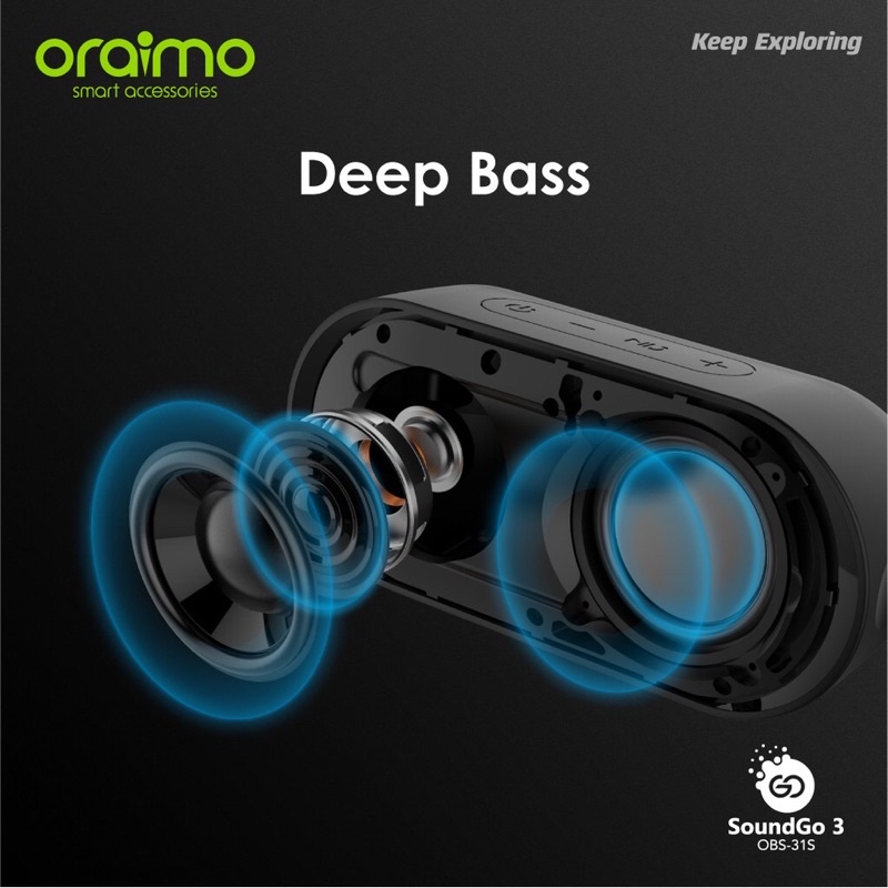 Oraimo OBS-31S Speaker Bluetooth 5.0 TWS Wireless Portable Ultra Bass - Garansi Resmi 1 Tahun