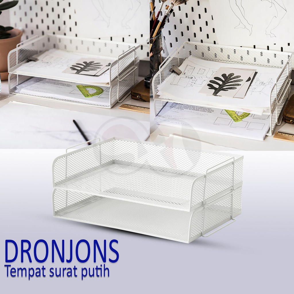 Tempat surat putih / rak file / dokument organizer 2 susun TEMPAT KERTAS A4 2 tumpuk