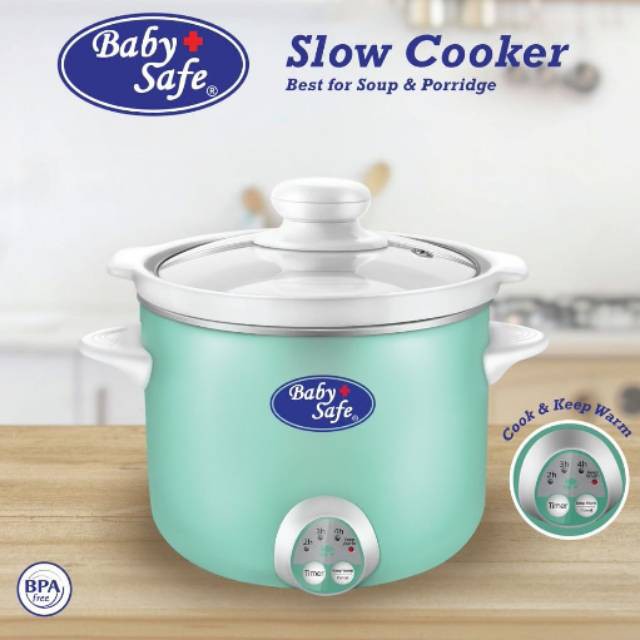 Baby Safe Digital Slow Cooker Alat Masak MPASI 1.2L LB07M- Green