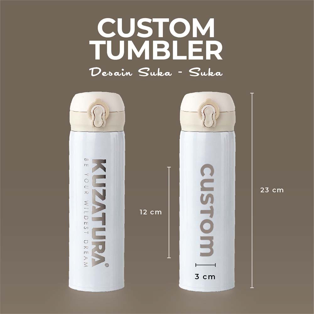 Niagara Tumbler Grafir dan Warna Custom Nama Botol Minum Kopi Stainless Steel