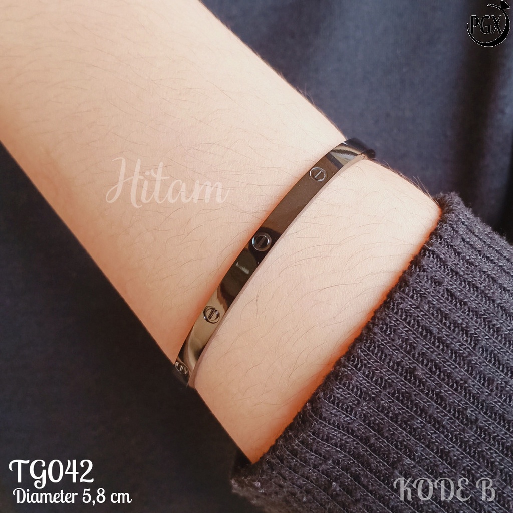 PGX Gelang Titanium Wanita Anti Karat Aksesoris Fashion Perhiasan Bangle Premium - TG042