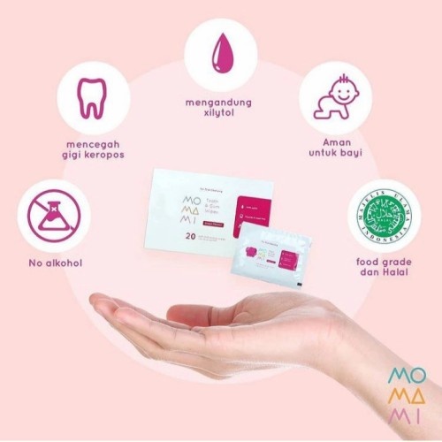 Momami Tooth &amp; Gum Wipes 20's - Tisu Basah