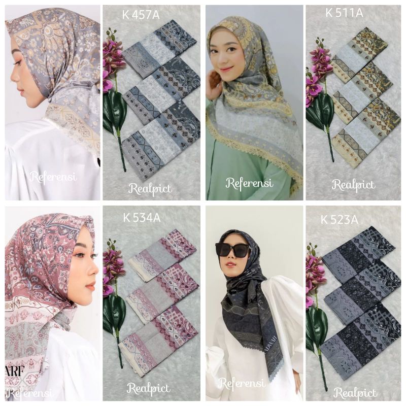 (Khalisahhijab)COD Harga Grosir Kerudung Segiempat Denai Voal Motif Premium Terbaru