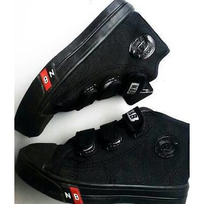 Barang Berkualitas sepatu sekolah anak TK SD SMP NB BOOT VELCRO FULL HITAM ORI IMPORT MURAH