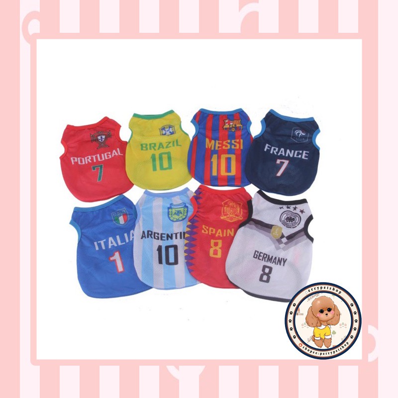 Pet Clothes Pet Tshirt Modal Bola Favorit Untuk Anjing dan Kucing