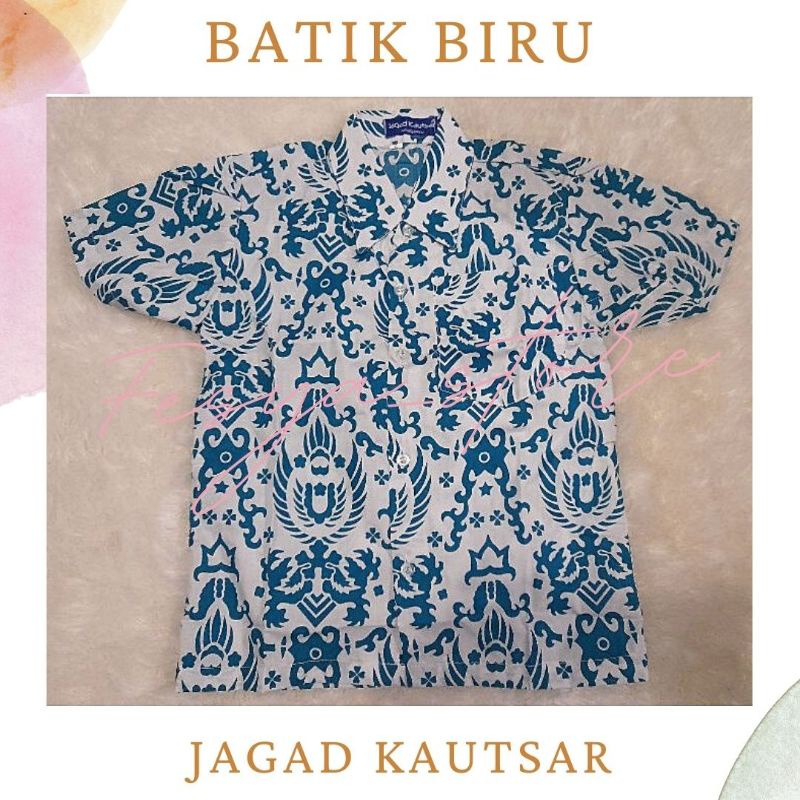 Batik Garuda Biru Tosca, Baju Batik Biru Tosca Pendek, Batik Biru Tosca SD, Batik SD warna Biru Tosc