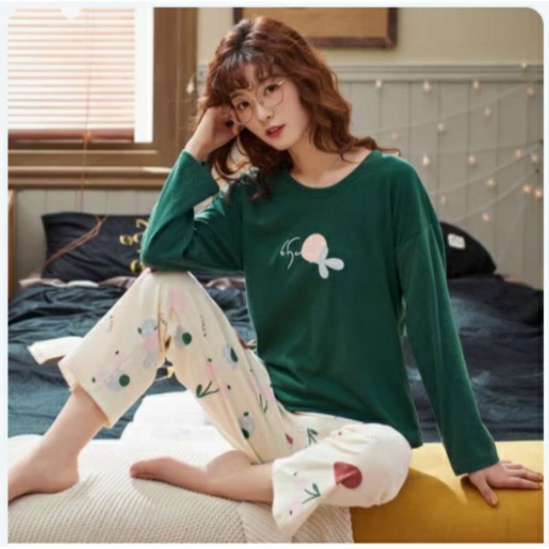 RULIF Baju tidur wanita / Piyama wanita lengan panjang Pp import fashion