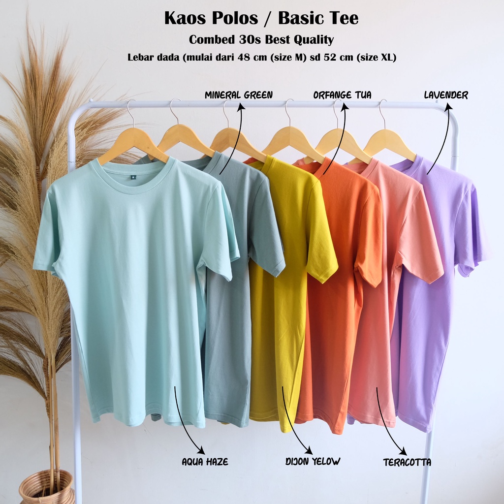 Kaos dewasa basic polos untuk wanita laki-laki bahan kaos katun combed 30s