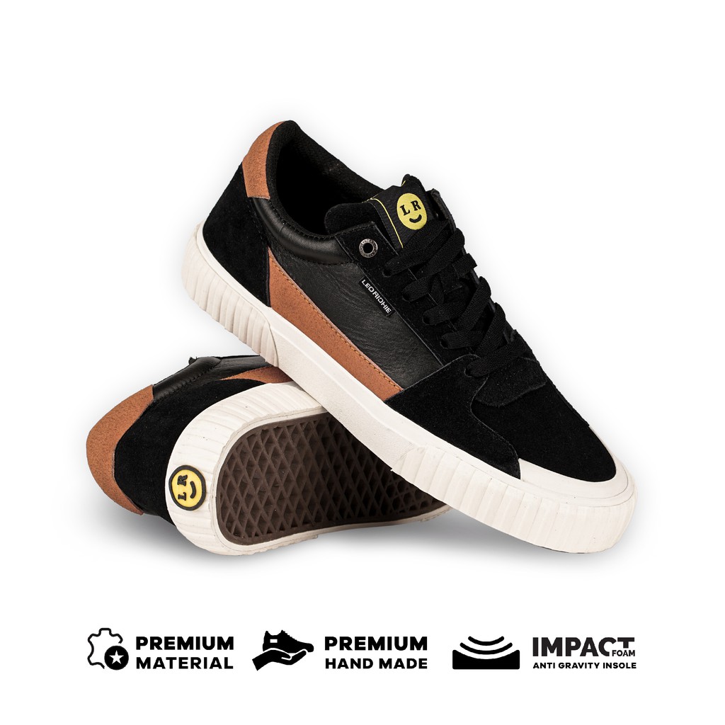 LEO RICHIE - Sneakers Pria Wanita IO Black / Orange