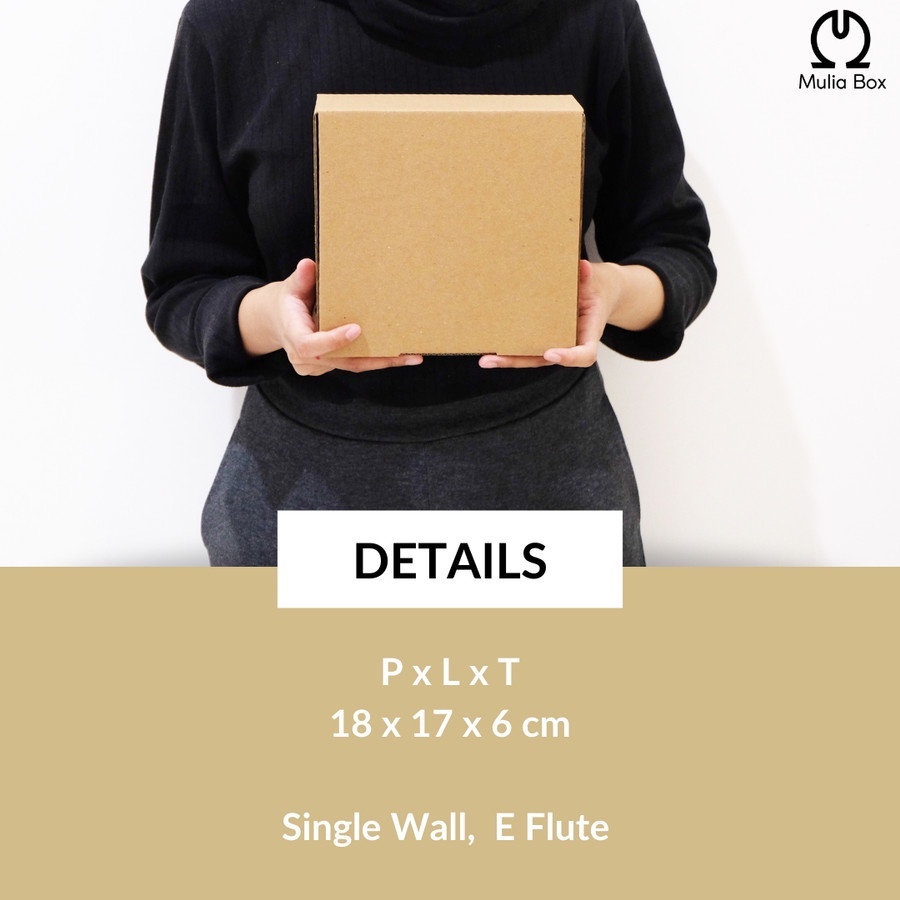 

Mulia Box Packing Gift Mailer Box 18 x 17 x 6 cm / Corrugated Box Die Cut (Kardus Kado Bisa dijual Terpisah)