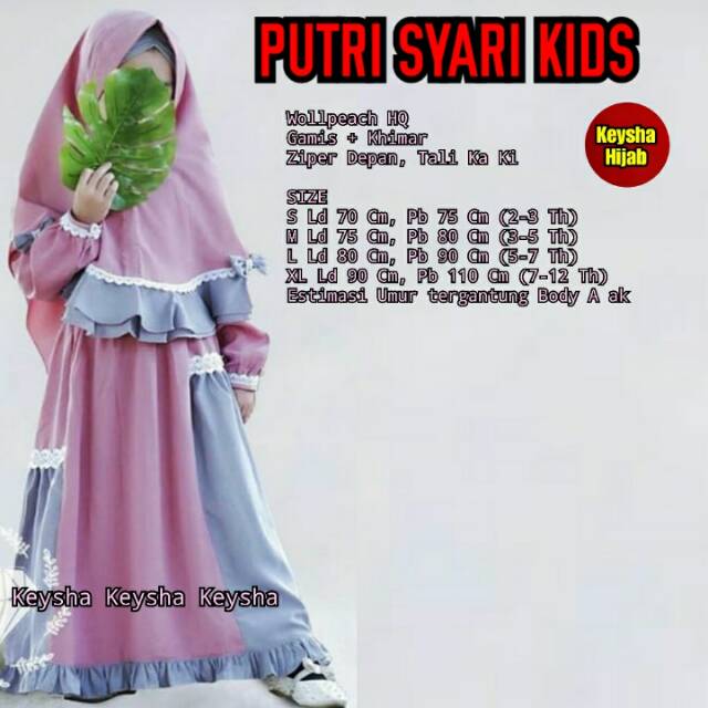 Gamis Syari Anak Putri Kids By Keysha Hijab Ori Solo