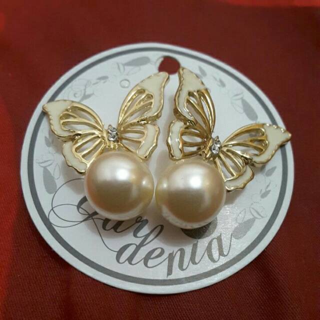 Anting stud anting tusuk anting kekinian import korea model kupu kupu mutiara