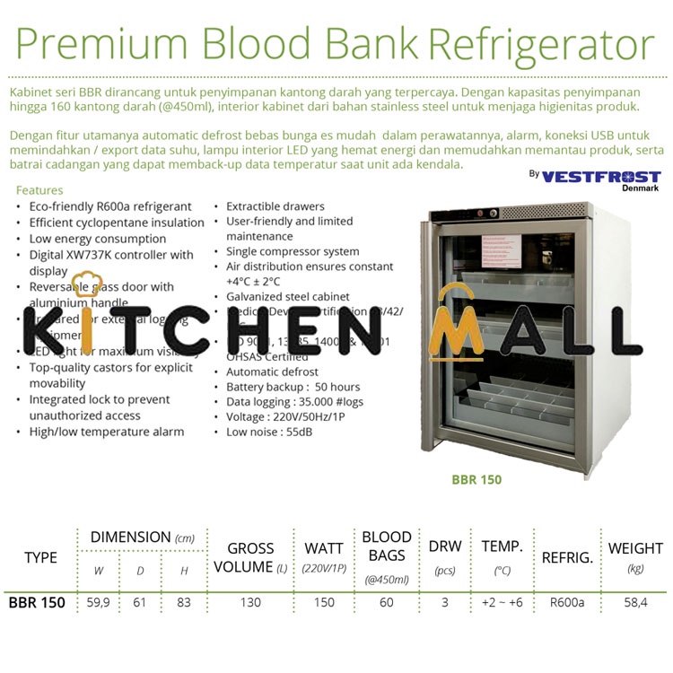 GEA BBR 150 PREMIUM BLOOD BANK REFRIGERATOR - KULKAS PENYIMPAN BANK DARAH