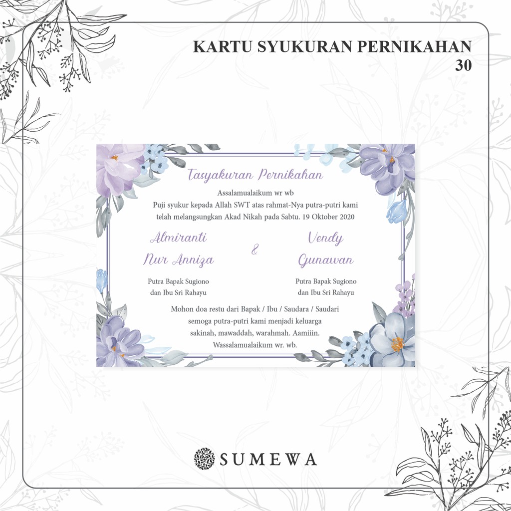 Jual Kartu Ucapan Syukuran Pernikahan / Kartu Tasyakuran Pernikahan