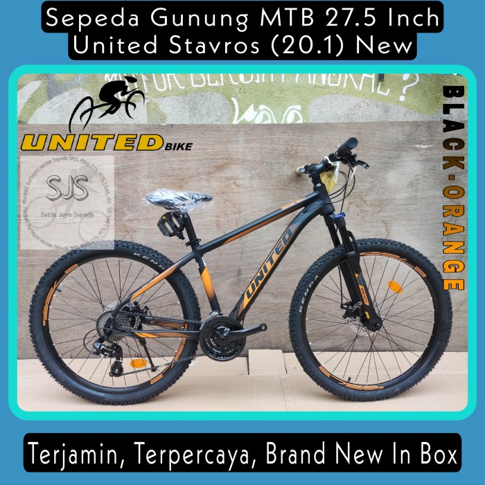 (KHUSUS GOJEK/GRAB) Sepeda Gunung MTB UNITED STAVROS 27.5 Inch New - Black Orange