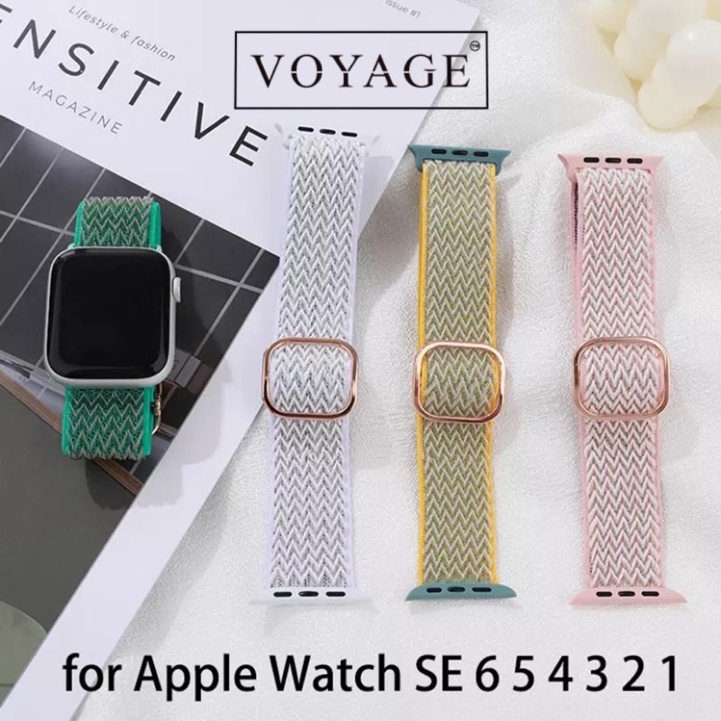 Adjustable Elastis strap nylon apple watch series 8 7 6 5 4 3 45mm 44mm tali jam tangan iwatch kanvas solo loop