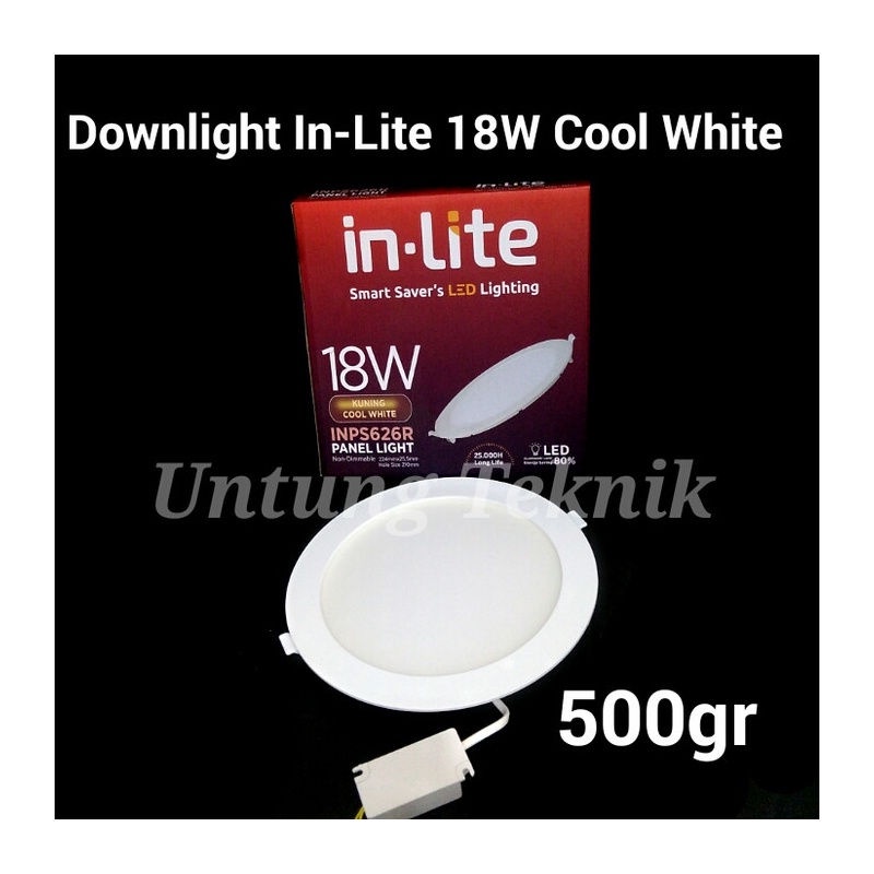 Murah In-Lite 18 watt Lampu LED Downlight Bulat IB Cool White