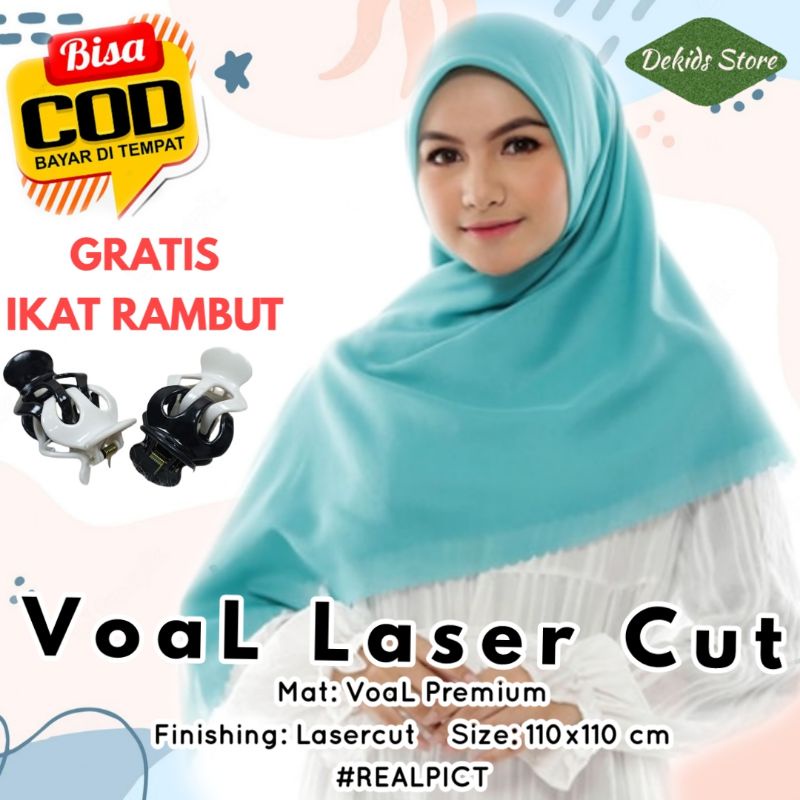 Hijab Segi Empat Polos Voal Lasercut Premium | Scarf Jilbab Kerudung Segi Empat Polos Premium