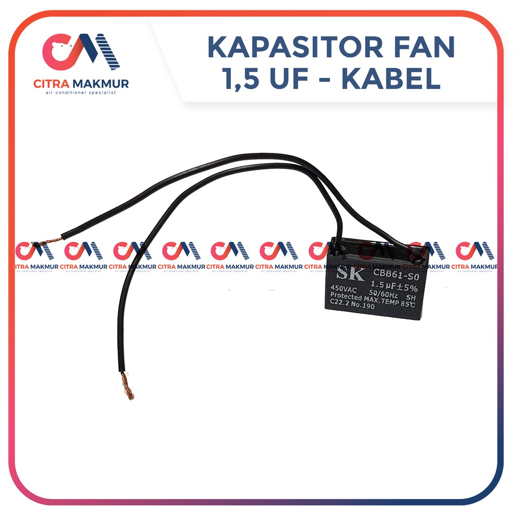 Kapasitor Kipas Angin 1.5 uf Kabel 2 SK Fan AC Capasitor mikro Air conditioner