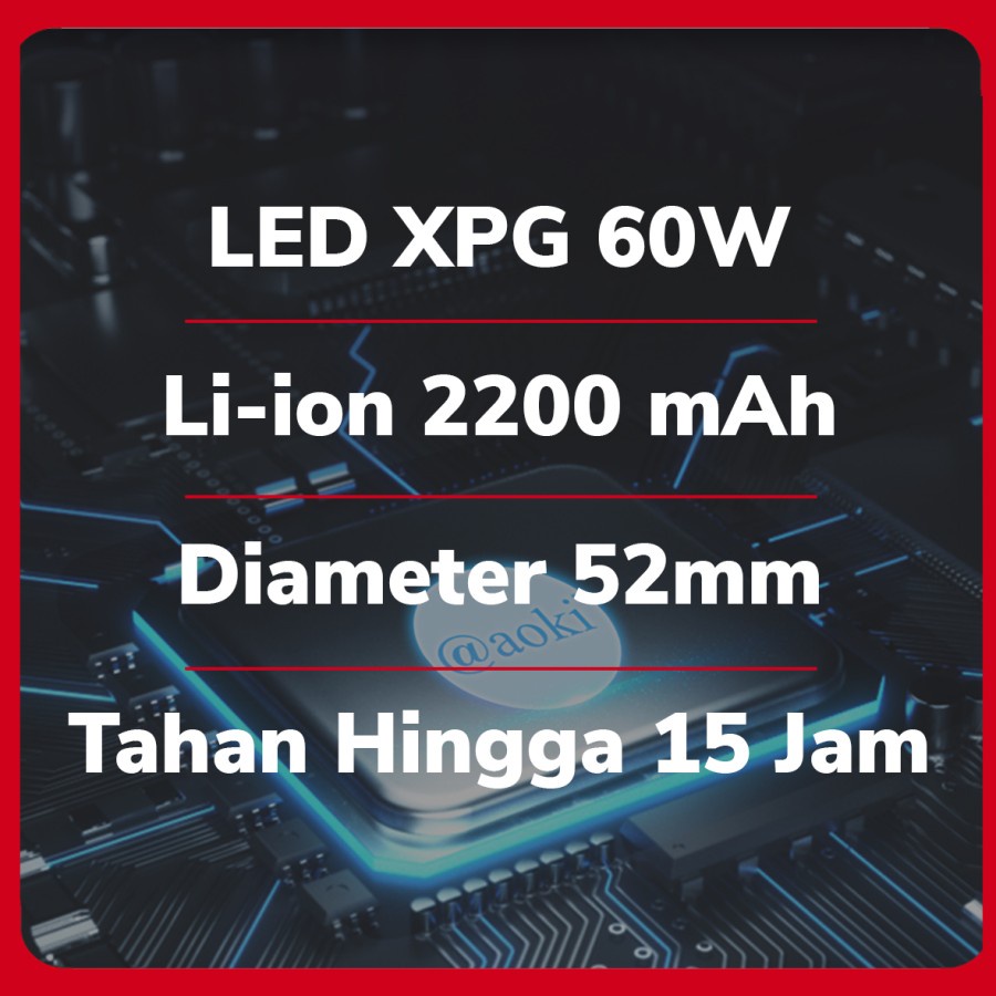 COD Senter Kepala Selam Diving Led Cahaya Putih 60w 2600mAh Aoki AK D260//SENTER KEPALA DIVING HEAD LAMP AOKI 60WATT AK-D260