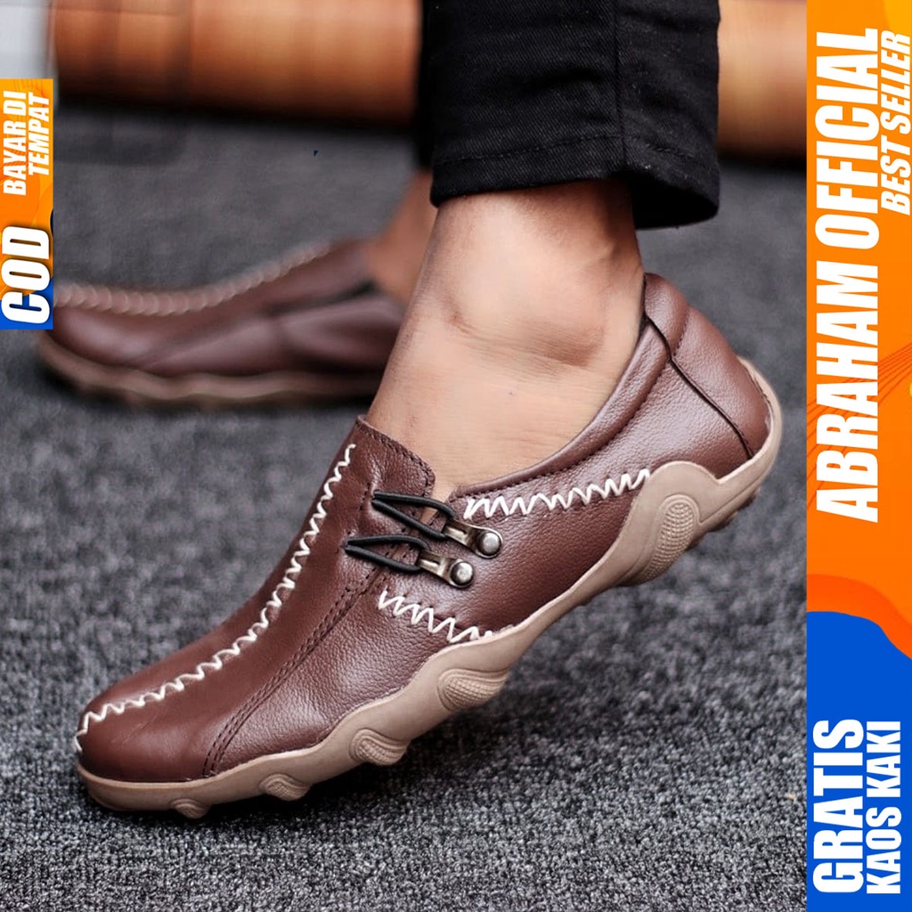 Abraham Knit - Sepatu Formal Pria Pantofel Kulit Asli