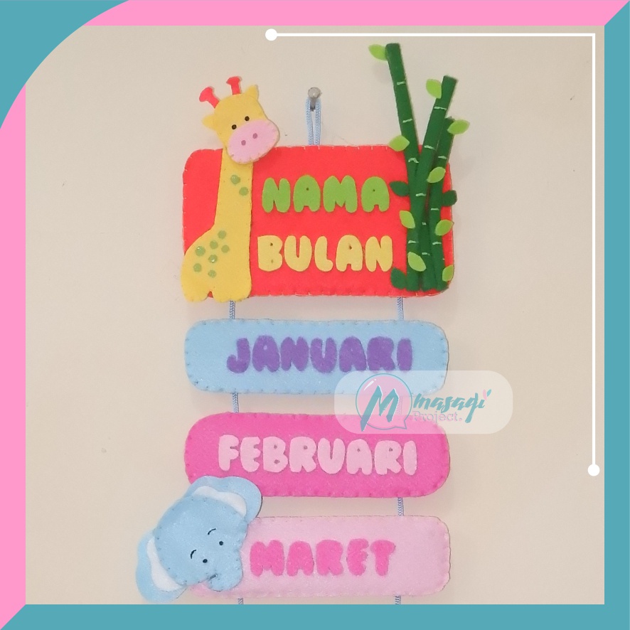 Hiasan Dinding Edukasi untuk Anak dari Kain Flanel, Lucu dan Unik Edukatif Nama Hari, Rukun Iman, Ru