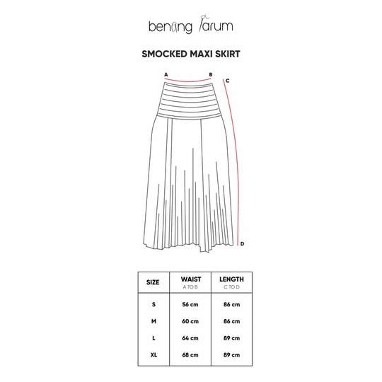 SMOCKED MAXI SKIRT WHITE - BENANG JARUM