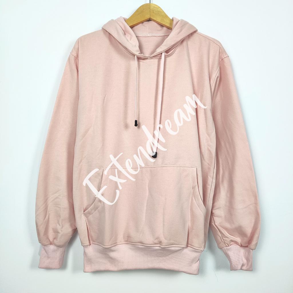 Extendream Jaket Sweater Hoodie Jumper Fleece Polos Premium Warna Dusty Pink Soft Light Pink Muda Un