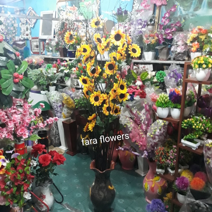 Bunga Dekorasi Sudut Bambu Cendani Bunga Matahari Artifisial