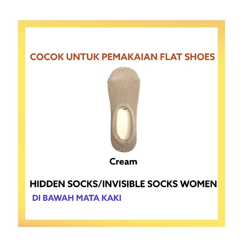 Kaos Kaki Wanita Di Bawah Mata Kaki Hidden Socks Invisible Women Kaus Kaki Angkle Socks Kaos Kaki Flat Shoes Wanita