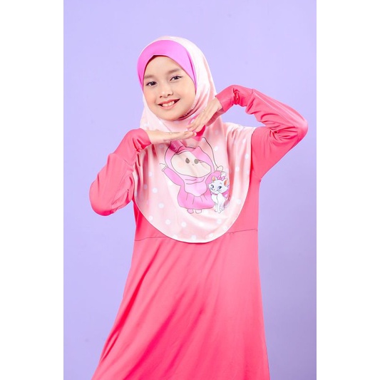 BERGO PRINTING ANAK MOTIF ANIMASI QALEY POLKADOT / JILBAB ANAK LUCU / HIJAB INSTANT ANAK KARAKTER LUCU