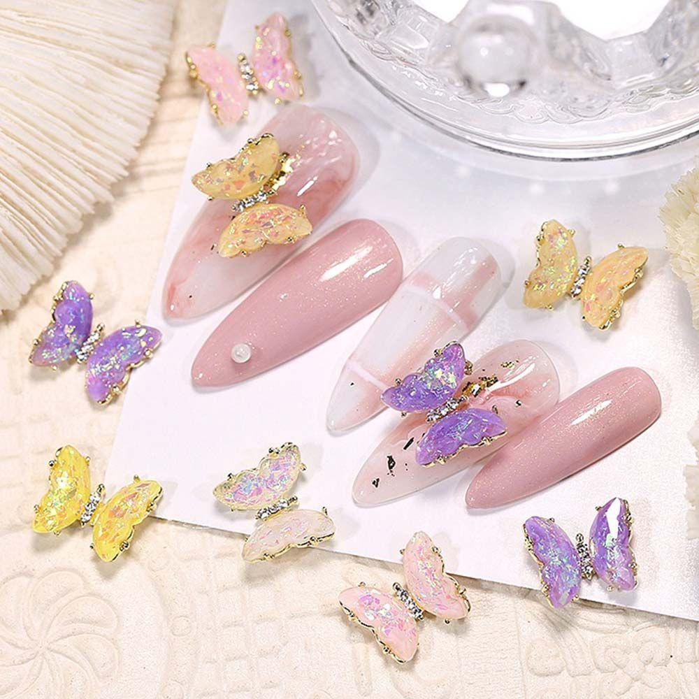 Mxbeauty Kupu-Kupu Kuku Berlian Imitasi Lucu DIY Aurora Warna Manicure Nail Aksesoris Kristal Nail Art Perhiasan