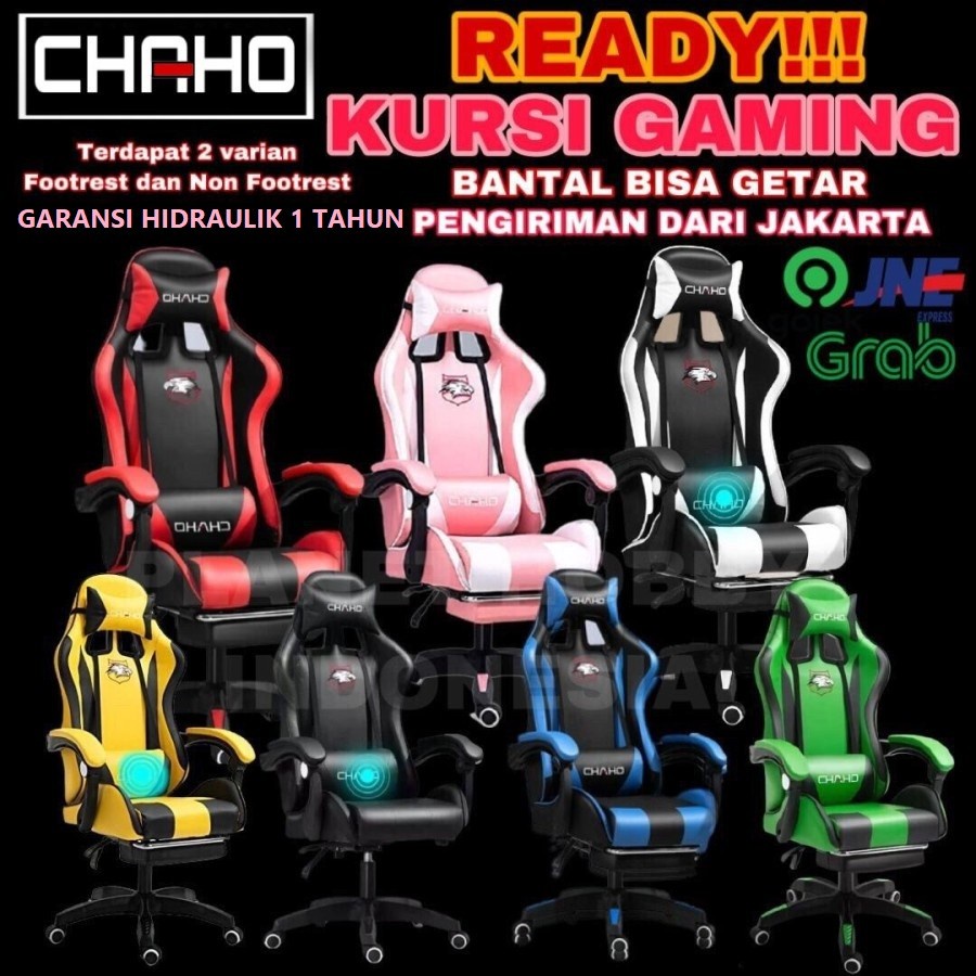 Kursi Gaming Bangku Gaming Gaming Chair Kursi Kerja Kursi Kantor Terlaris-313 Pink + Footrest