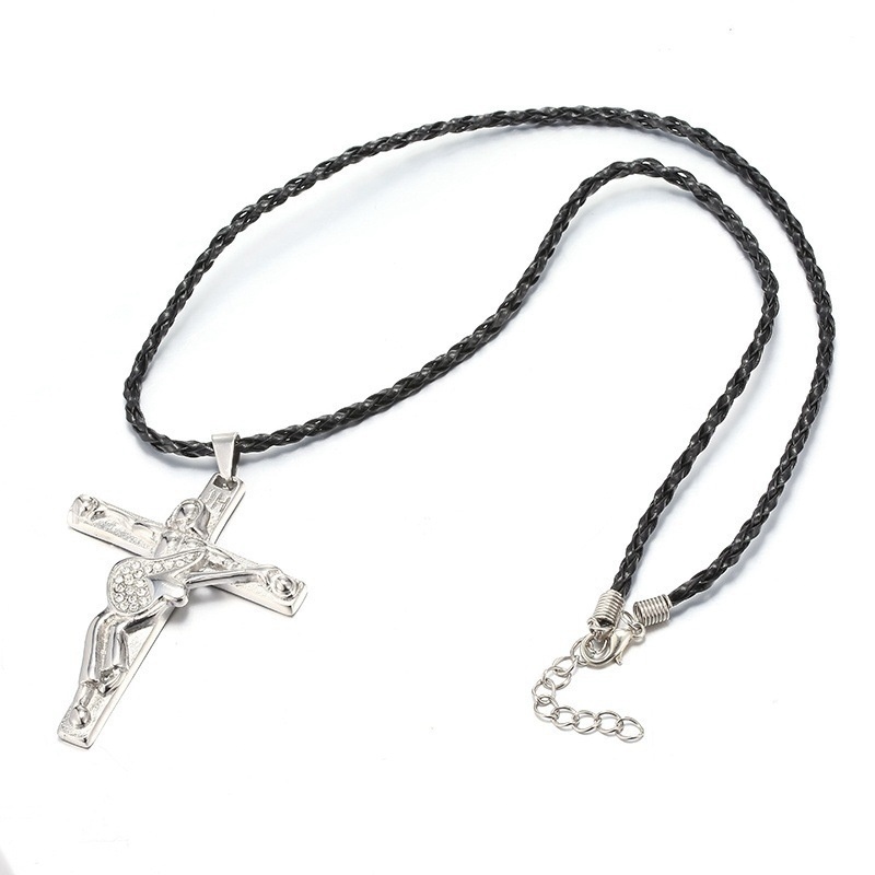 New Men's Fashion Guitar Jesus Cross Pendant Necklace Jewelry