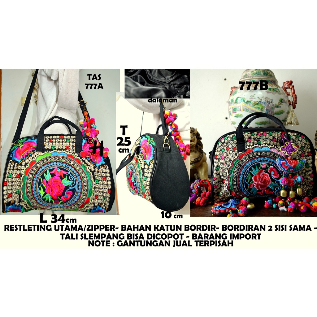 tas bordiran import/tas thailand/tas slempang/tas etnik/clutch/tas pingang/dompet/tote bag/top handl