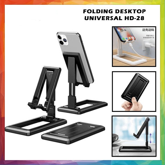 Folding Desktop HD-28 Phone Holder Lipat Universal Support Stand Meja Standing HD28 Dudukan Sandaran