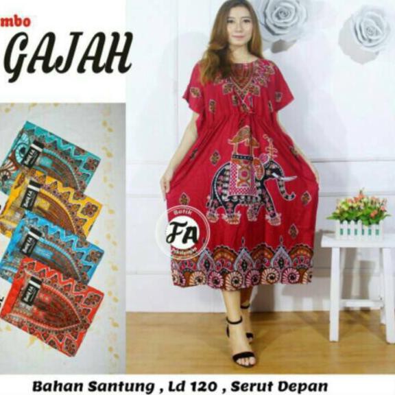 ( Produk Promo ) q-37 * FULAIZAH BATIK - Daster lowo jumbo gajah bumil serut depan santung halus >>