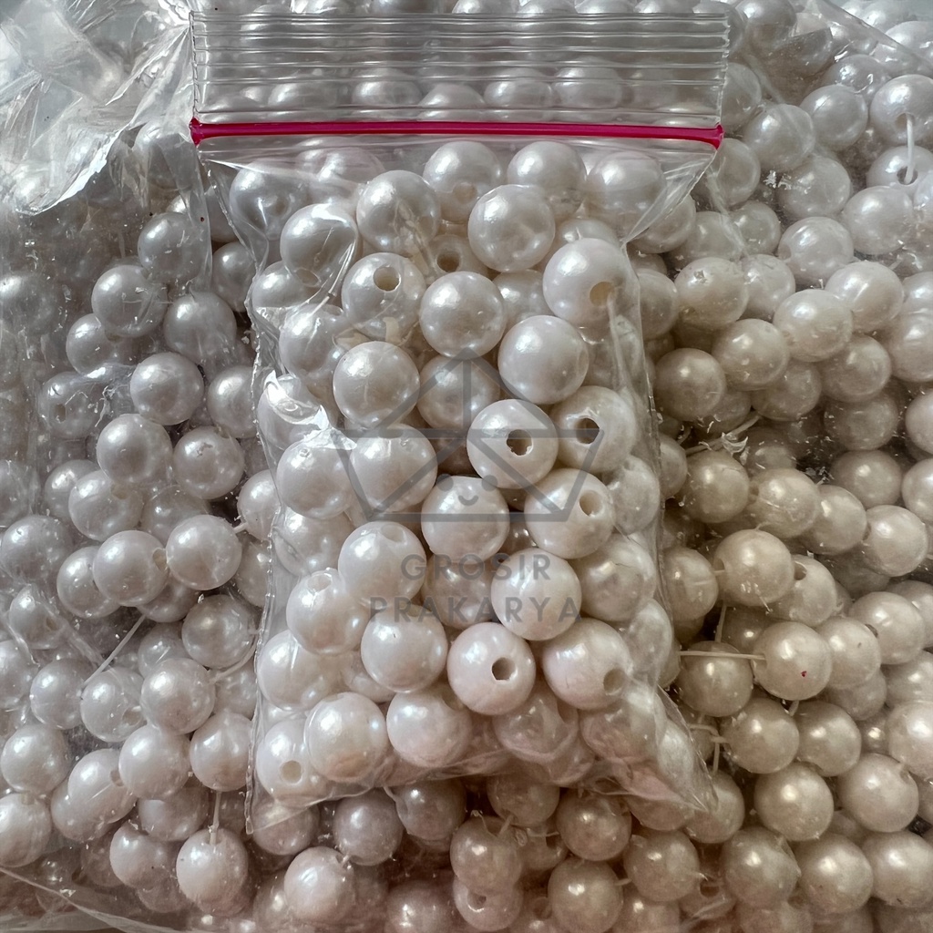 Pearl Beads Warna Putih Monte Mutiara 8mm 20gr White Pearl Bead Hiasan Gelang Kalung Anting Manik Pernak Pernik Dekorasi Aksesoris Kerajinan Tangan Craft Crafting Kualitas Bagus Murah Grosir Prakarya