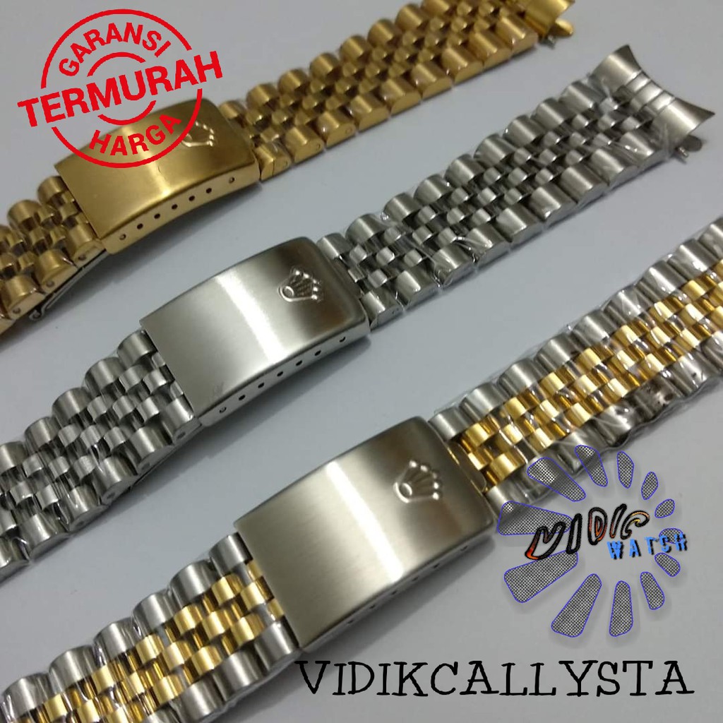 Tali Strap rantai 20 mm stainless steel jam tangan rolex datejust date just 20mm pria